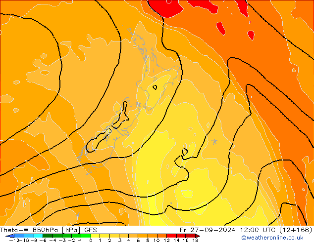 Theta-W 850hPa GFS Fr 27.09.2024 12 UTC