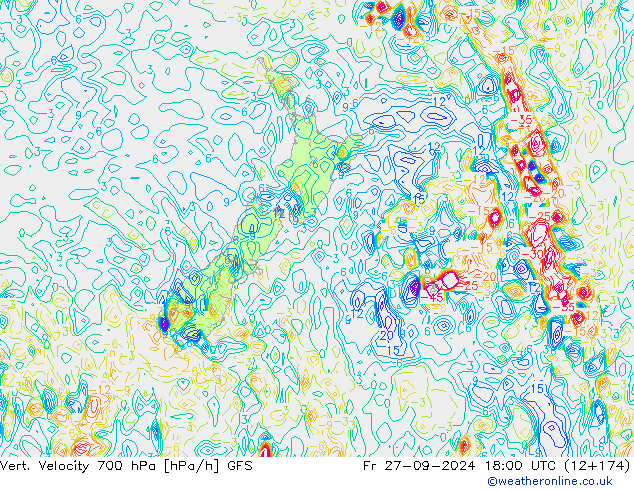 Vert. Velocity 700 hPa GFS ven 27.09.2024 18 UTC