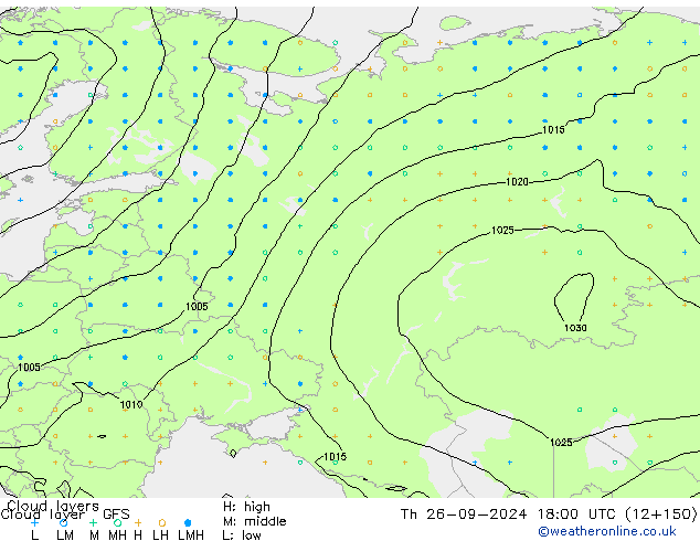 Cloud layer GFS jeu 26.09.2024 18 UTC