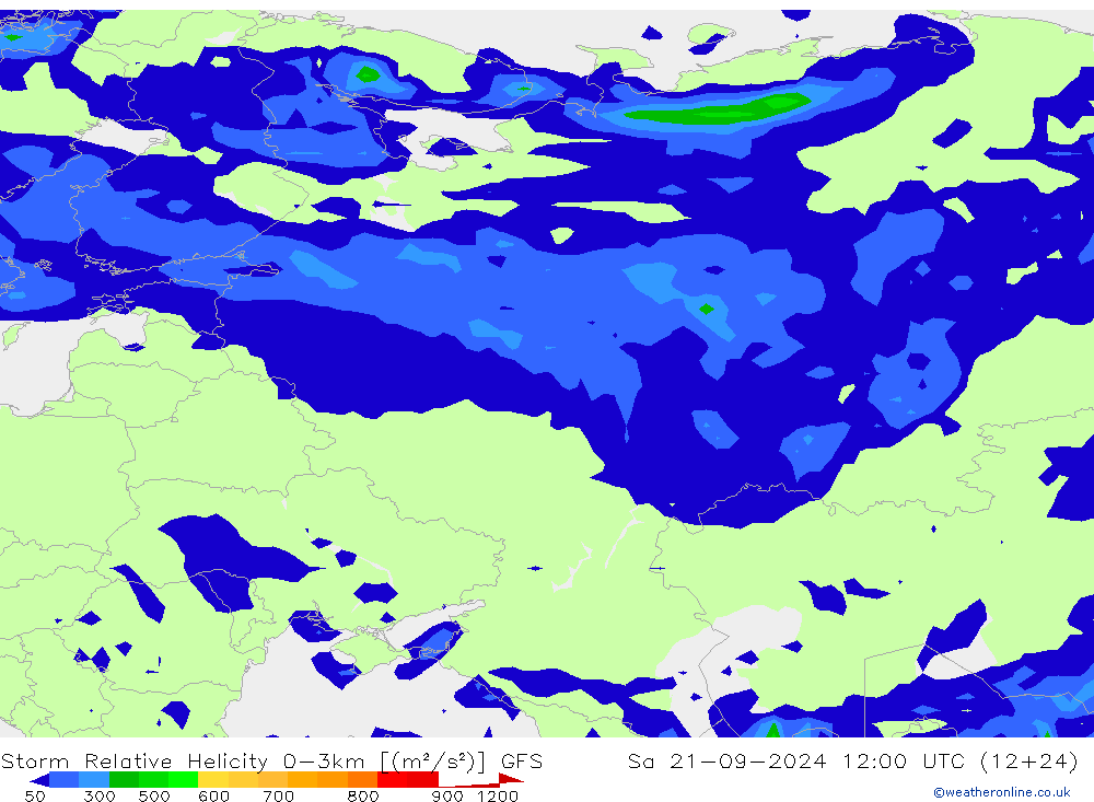 Storm Relative Helicity GFS Sa 21.09.2024 12 UTC