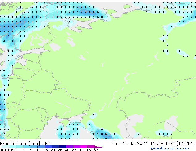 Precipitation GFS Tu 24.09.2024 18 UTC