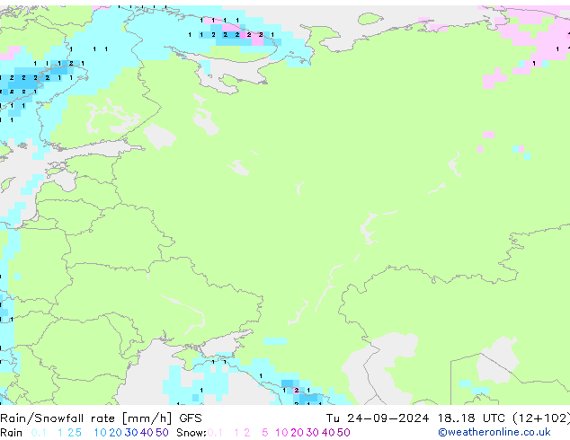 Rain/Snowfall rate GFS mar 24.09.2024 18 UTC