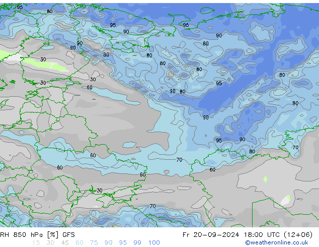 850 hPa Nispi Nem GFS Cu 20.09.2024 18 UTC