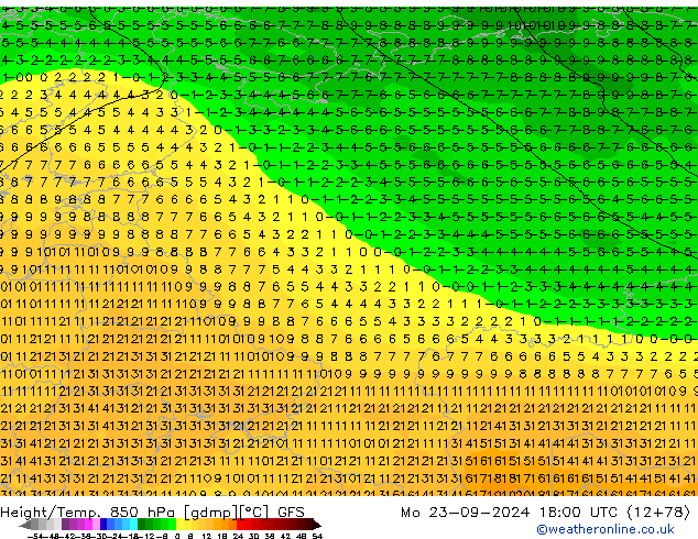 Z500/Rain (+SLP)/Z850 GFS  23.09.2024 18 UTC