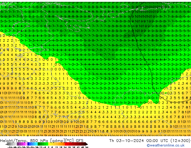 Z500/Rain (+SLP)/Z850 GFS Th 03.10.2024 00 UTC