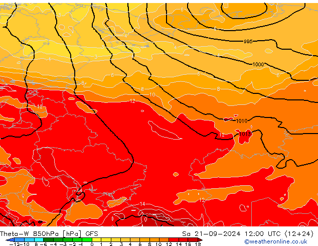 Theta-W 850hPa GFS septembre 2024