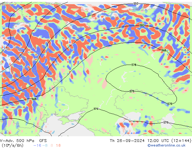 V-Adv. 500 гПа GFS чт 26.09.2024 12 UTC