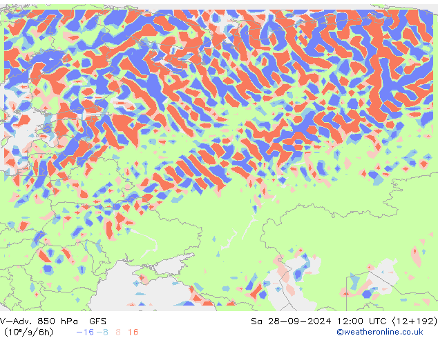 V-Adv. 850 hPa GFS Sa 28.09.2024 12 UTC