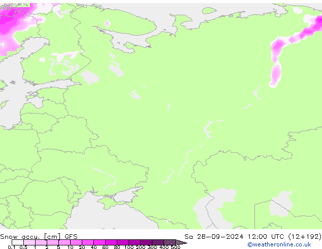 Snow accu. GFS Sa 28.09.2024 12 UTC