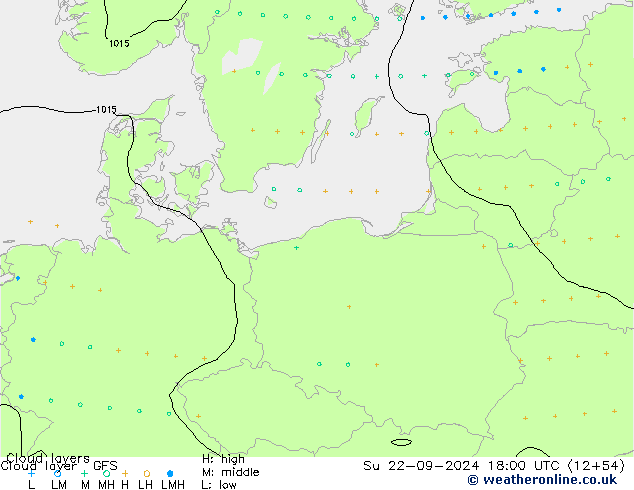 Chmura warstwa GFS nie. 22.09.2024 18 UTC