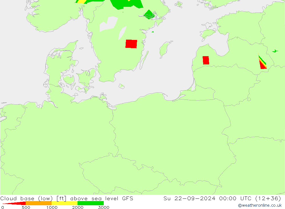 Cloud base (low) GFS Su 22.09.2024 00 UTC