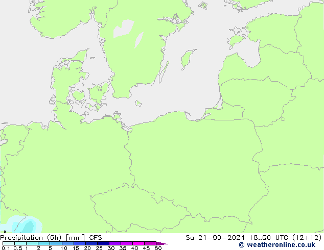 Precipitación (6h) GFS sáb 21.09.2024 00 UTC