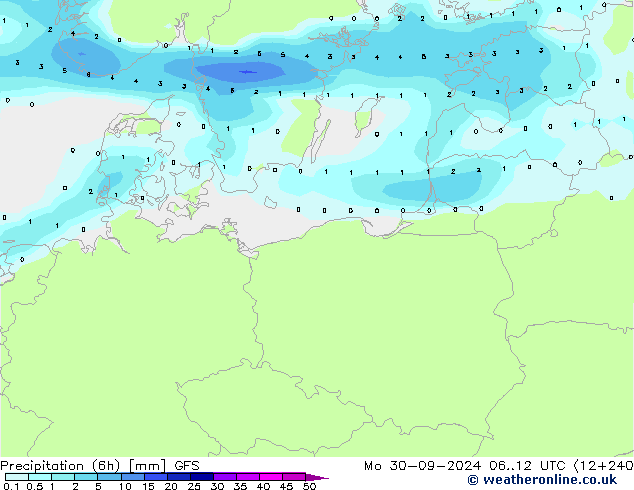 Z500/Rain (+SLP)/Z850 GFS Mo 30.09.2024 12 UTC