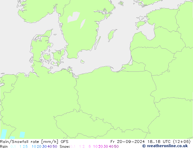 Rain/Snowfall rate GFS Fr 20.09.2024 18 UTC