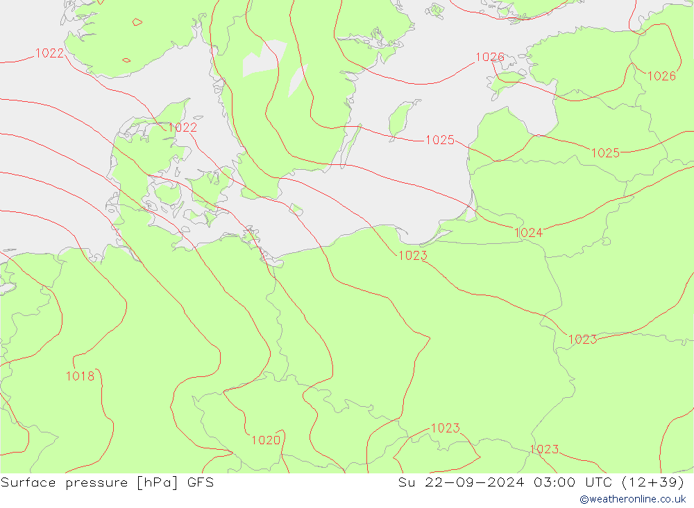 Presión superficial GFS dom 22.09.2024 03 UTC