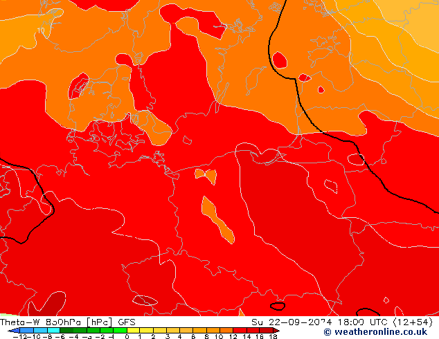 Theta-W 850hPa GFS Su 22.09.2024 18 UTC