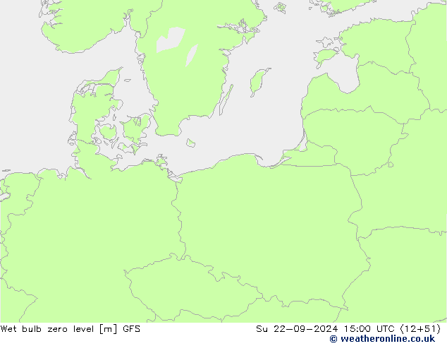 Wet bulb zero level GFS  22.09.2024 15 UTC