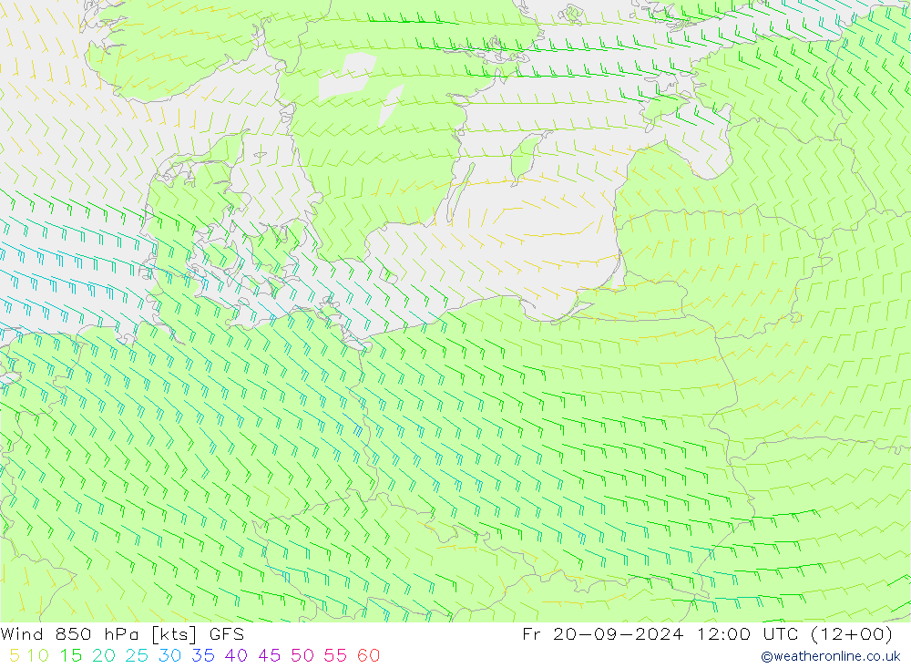 Wind 850 hPa GFS Fr 20.09.2024 12 UTC