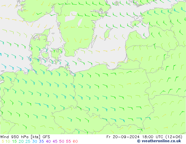 Prec 6h/Wind 10m/950 GFS Pá 20.09.2024 18 UTC