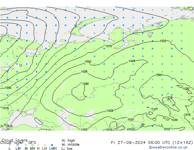 Cloud layer GFS Cu 27.09.2024 06 UTC