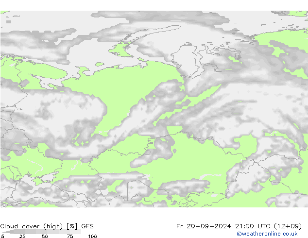 vysoký oblak GFS Pá 20.09.2024 21 UTC