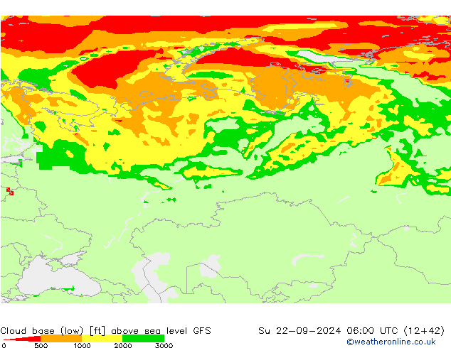 Cloud base (low) GFS Ne 22.09.2024 06 UTC