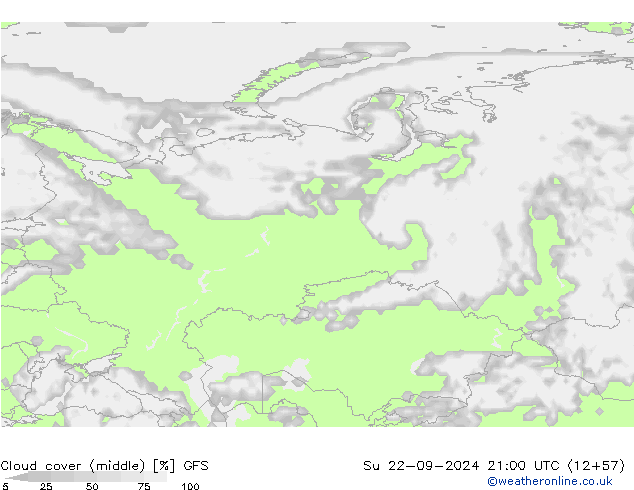 oblačnosti uprostřed GFS Ne 22.09.2024 21 UTC