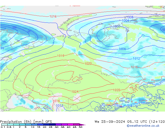 Nied. akkumuliert (6Std) GFS Mi 25.09.2024 12 UTC