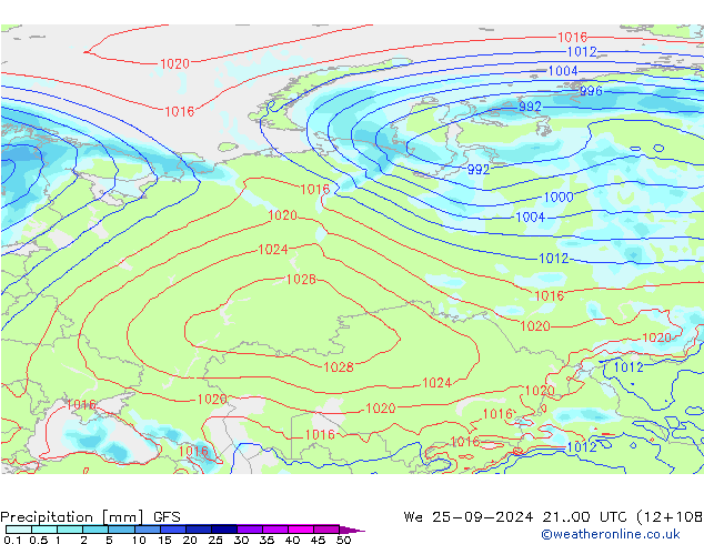 Yağış GFS Çar 25.09.2024 00 UTC