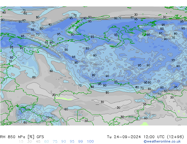 RH 850 hPa GFS mar 24.09.2024 12 UTC