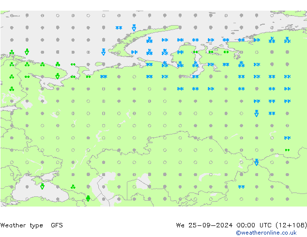 Yağış Türü GFS Çar 25.09.2024 00 UTC