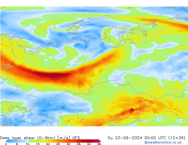 Deep layer shear (0-6km) GFS  2024