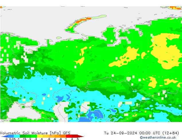 Volumetric Soil Moisture GFS Tu 24.09.2024 00 UTC