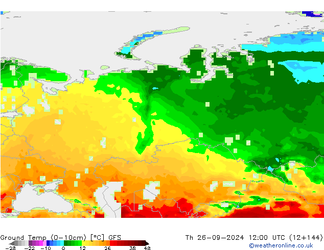 Ground Temp (0-10cm) GFS Th 26.09.2024 12 UTC