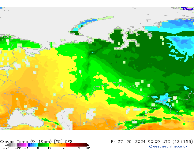 Ground Temp (0-10cm) GFS Pá 27.09.2024 00 UTC