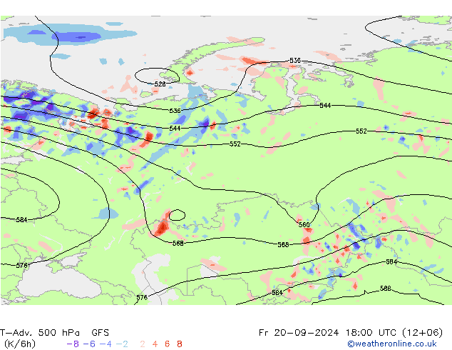 T-Adv. 500 hPa GFS Cu 20.09.2024 18 UTC