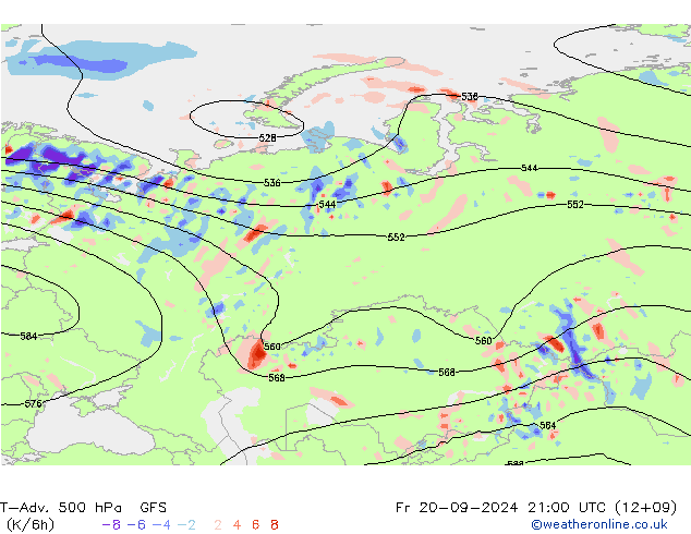 T-Adv. 500 hPa GFS Pá 20.09.2024 21 UTC