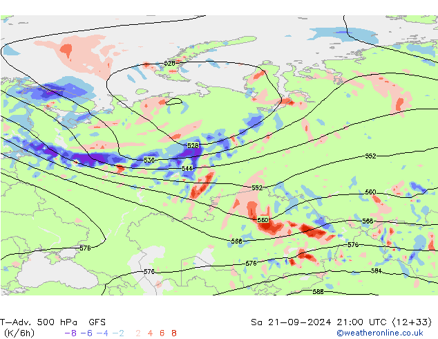 T-Adv. 500 hPa GFS Sa 21.09.2024 21 UTC