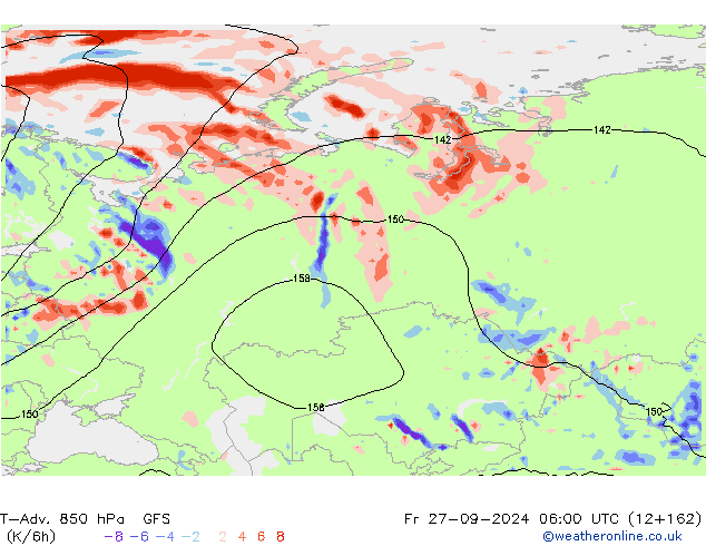 T-Adv. 850 hPa GFS pt. 27.09.2024 06 UTC