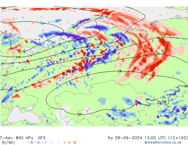 T-Adv. 850 hPa GFS So 28.09.2024 12 UTC