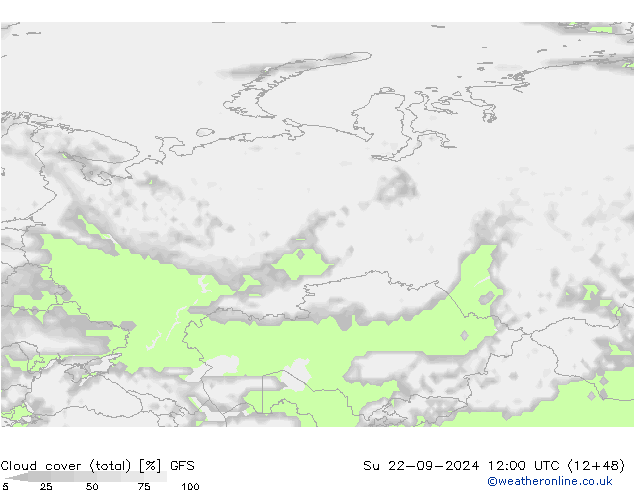 Bulutlar (toplam) GFS Paz 22.09.2024 12 UTC