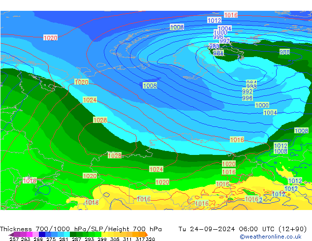 Thck 700-1000 hPa GFS Tu 24.09.2024 06 UTC