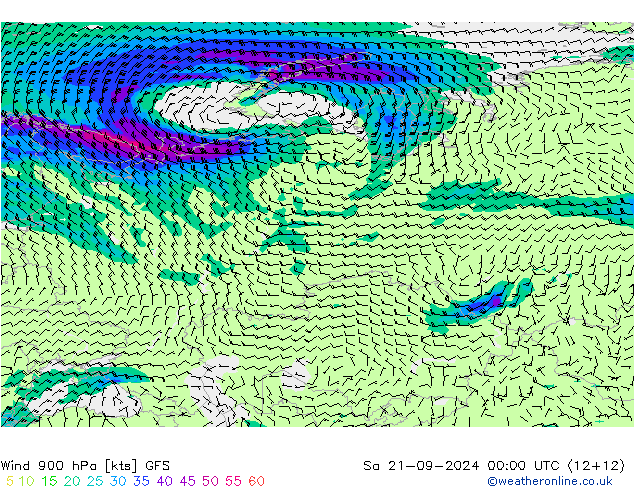 Wind 900 hPa GFS Sa 21.09.2024 00 UTC