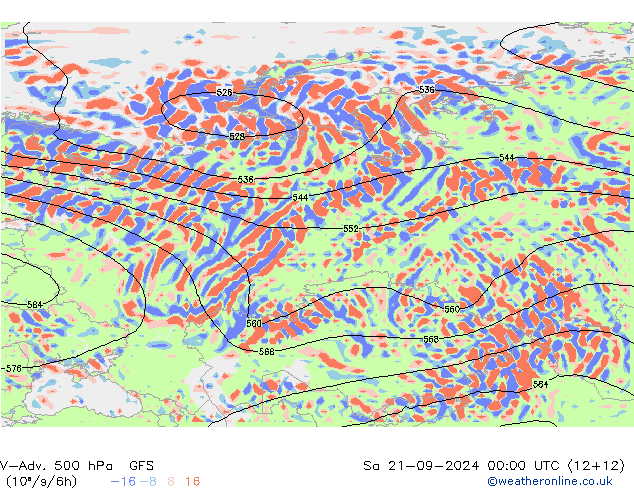 V-Adv. 500 гПа GFS сб 21.09.2024 00 UTC