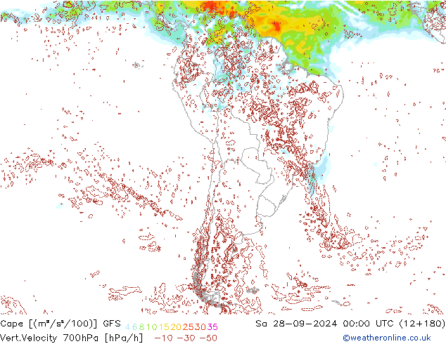 Cape GFS so. 28.09.2024 00 UTC