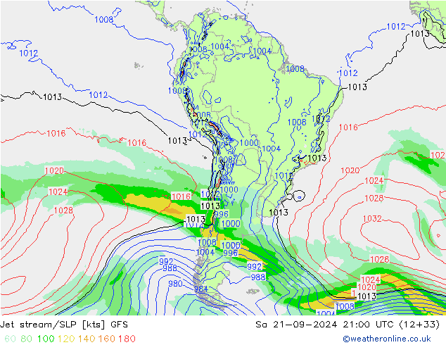 Jet stream/SLP GFS Sa 21.09.2024 21 UTC