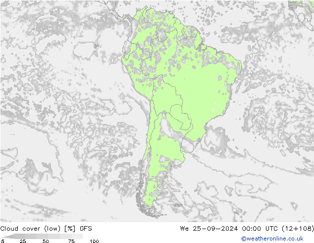 Nubes bajas GFS mié 25.09.2024 00 UTC