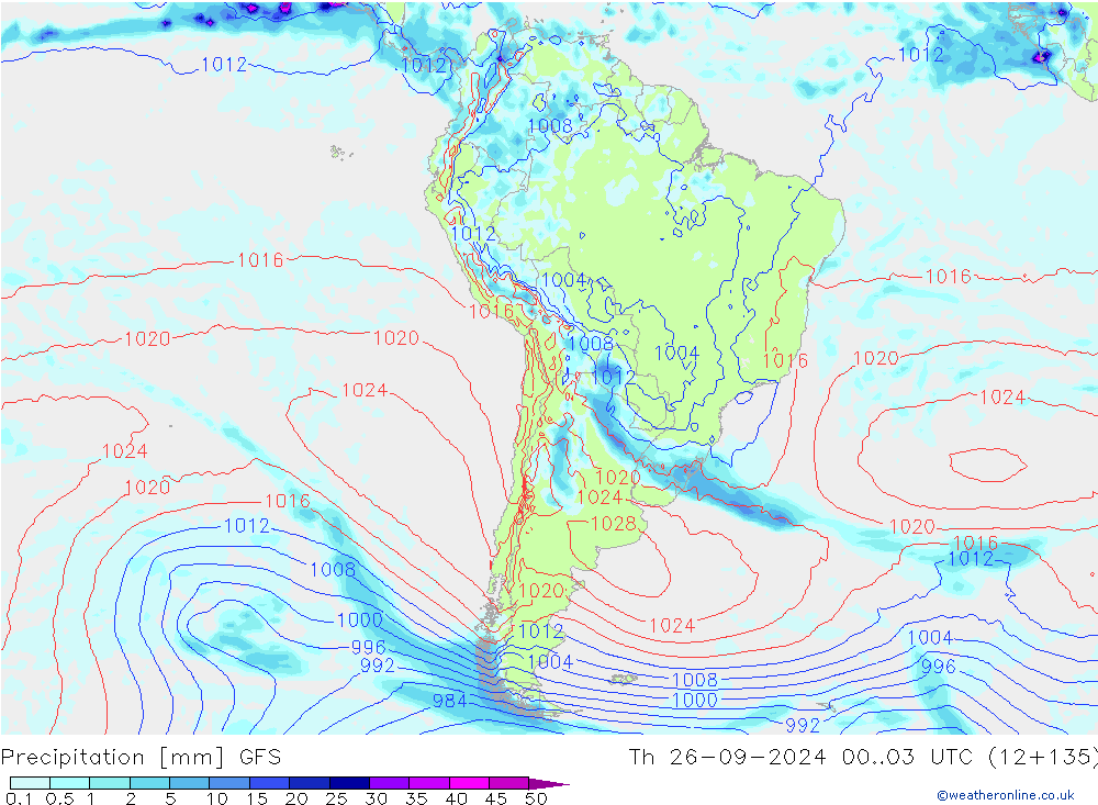 precipitação GFS Qui 26.09.2024 03 UTC