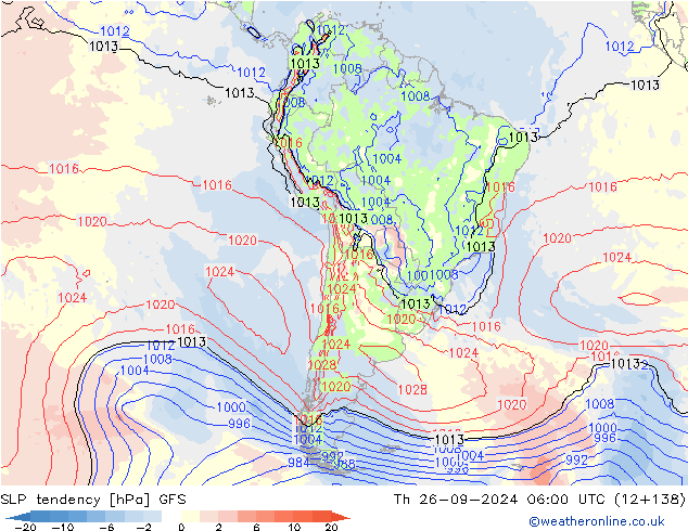 SLP tendency GFS Qui 26.09.2024 06 UTC