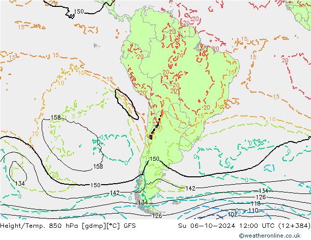 Z500/Rain (+SLP)/Z850 GFS Su 06.10.2024 12 UTC